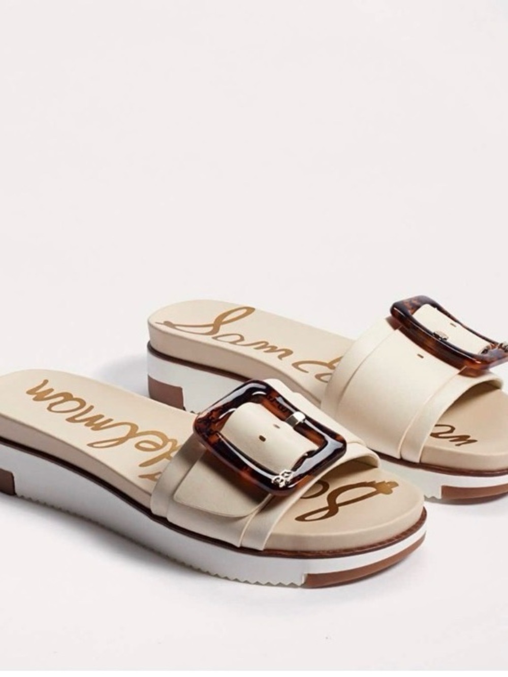 SAM EDELMAN ARIANE PLATFORM SANDAL IVORY TORTOISE ONE STRAP SLIDE SZ 8